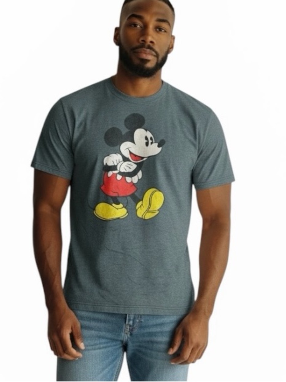 Disney Mickey Mouse Shirt Mens XL Blue Graphic Tee Cartoon Short Sleeve
